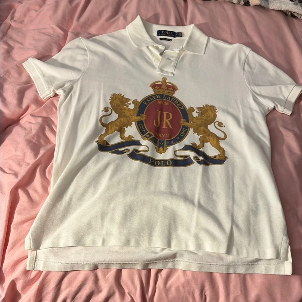 Ralph Lauren Gold Emblem White Polo Shirt - Picture 3 of 4